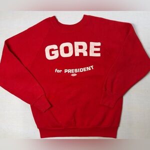 VTG 90s Gore For President Red Crewneck Sweatshirt Size M Fruit of the Loom USA